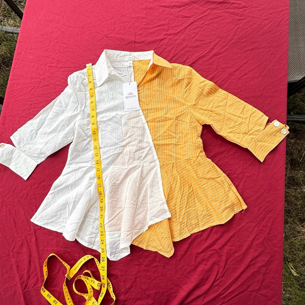Elegant White and Yellow Women's Blouse